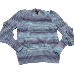Design365 Women's M Striped Knit Sweater Pullover Crewneck Multicolor